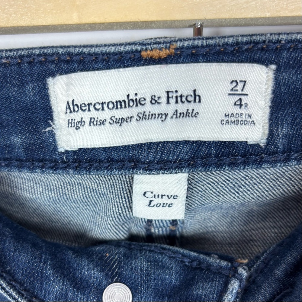 Abercrombie & Fitch Curve Love High Rise Super Skinny Ankle Jeans Distressed 27 - Picture 5 of 7